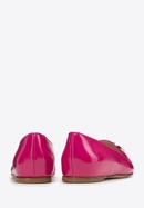 Women's patent leather moccasins with decorative buckle, pink, 98-D-106-9-35, Photo 5