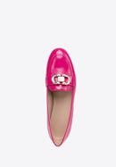 Women's patent leather moccasins with decorative buckle, pink, 98-D-106-9-37, Photo 6