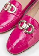 Women's patent leather moccasins with decorative buckle, pink, 98-D-106-1-38, Photo 8