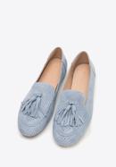 Women's suede tassel moccasins, sky blue, 98-D-955-7-35, Photo 2