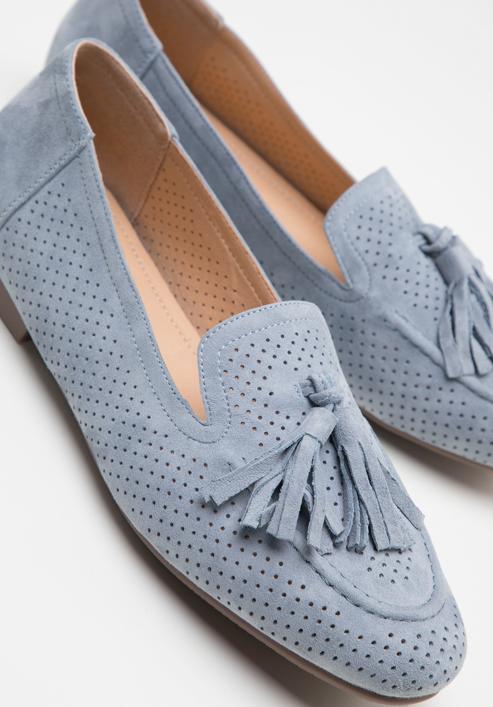 Women's suede tassel moccasins, sky blue, 98-D-955-7-39, Photo 7