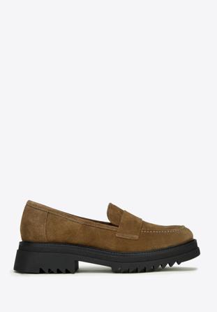 Women's suede platform loafers