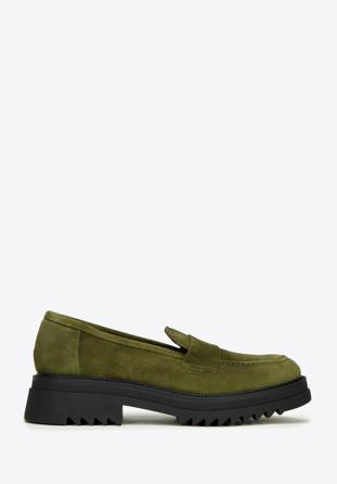 Women's suede platform loafers