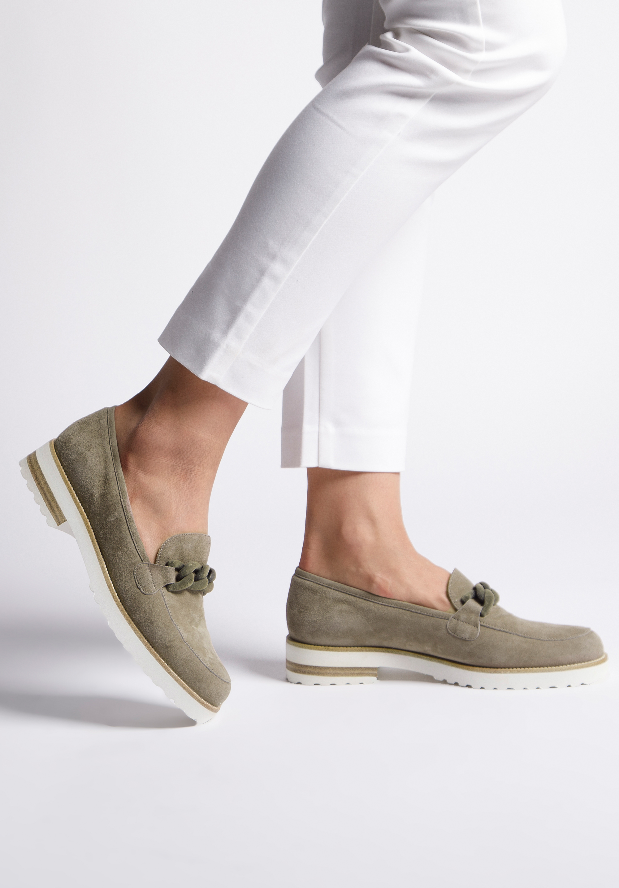 Damskie mokasyny zamszowe na platformie, beżowy, 92-D-106-9-36, Zdjęcie 1