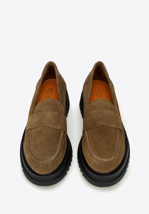 Women's suede platform loafers, brown, 97-D-303-4-36, Photo 3