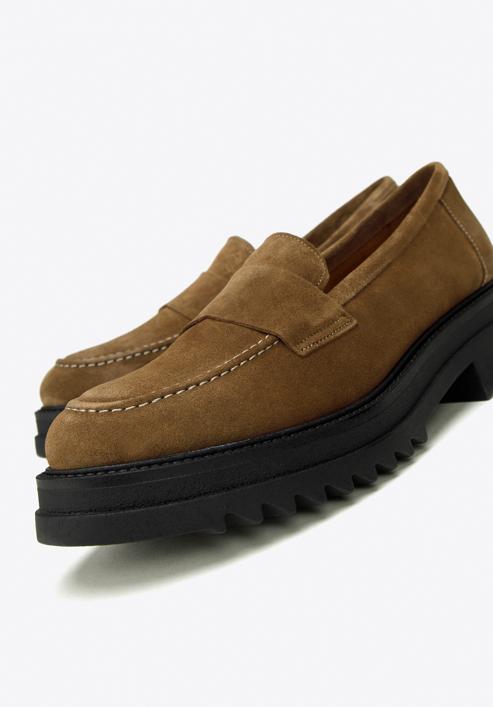 Women's suede platform loafers, brown, 97-D-303-4-37, Photo 7