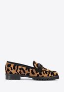 Leopard print suede loafers, black-brown, 95-D-103-1-41, Photo 1