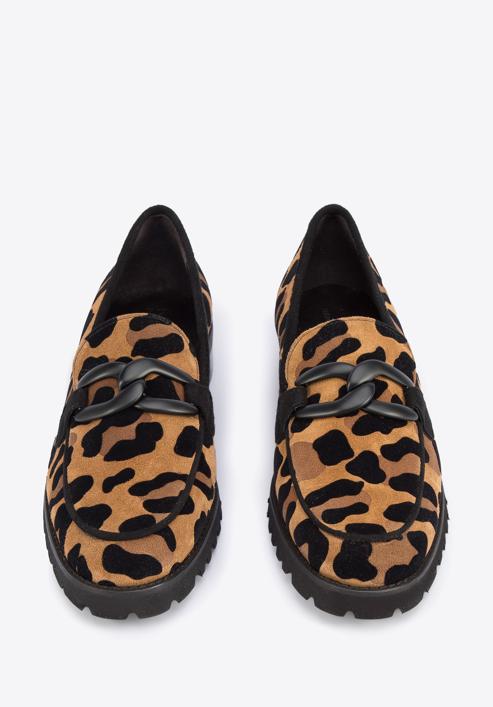 Leopard print suede loafers, black-brown, 95-D-103-1-36, Photo 3