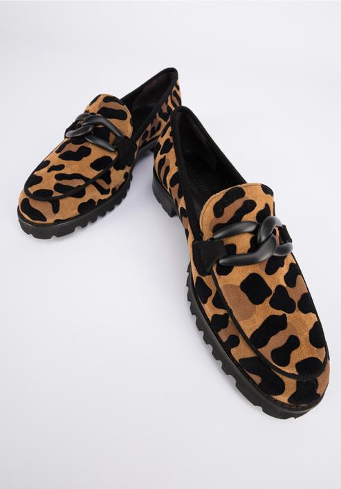 Leopard print suede loafers, black-brown, 95-D-103-1-37, Photo 7