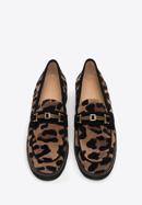Women's leopard-print suede loafers with a gleaming buckle, brown-black, 98-D-100-1-38_5, Photo 3