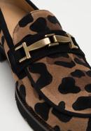 Women's leopard-print suede loafers with a gleaming buckle, brown-black, 98-D-100-1-36, Photo 8