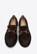 Women's suede moccasins with fringe and buckle detail, brown, 98-D-104-4-41, Photo 3