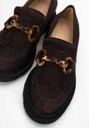 Women's suede moccasins with fringe and buckle detail, brown, 98-D-104-4-37, Photo 8