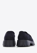 Women's suede platform bit loafers, navy blue, 96-D-954-N-40, Photo 4