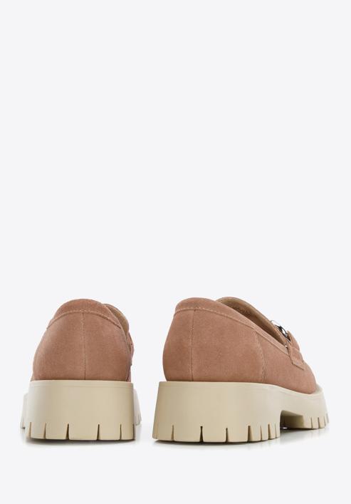Women's suede platform bit loafers, muted pink, 96-D-954-N-39, Photo 4