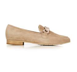 Women's suede loafers with chain strap detail, beige, 92-D-122-9-41, Photo 1