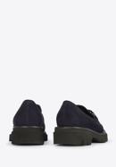 Suede moccasins with chain strap, navy blue, 95-D-105-Z-37, Photo 4
