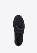 Suede moccasins with chain strap, navy blue, 95-D-105-Z-37, Photo 5