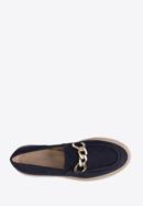 Women's suede platform chain strap loafers, navy blue, 98-D-102-N-38_5, Photo 5