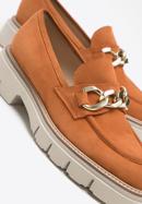 Women's suede platform chain strap loafers, brick red, 98-D-102-N-35, Photo 7