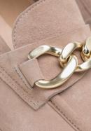 Women's suede platform chain strap loafers, beige, 98-D-102-N-35, Photo 8