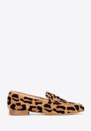 Women's leopard print suede moccasins, brown-black, 98-D-101-1-40, Photo 1