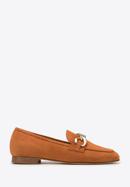 Suede moccasins with chain strap, brick red, 98-D-101-9-39_5, Photo 1