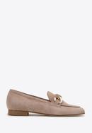 Suede moccasins with chain strap, beige, 98-D-101-6-41, Photo 1