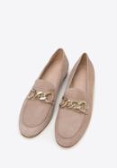 Suede moccasins with chain strap, beige, 98-D-101-9-38_5, Photo 2