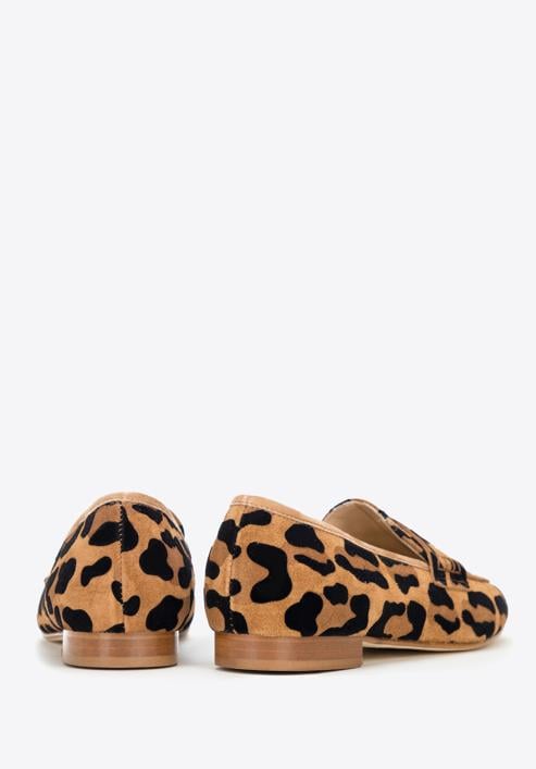 Women's leopard print suede moccasins, brown-black, 98-D-101-1-41, Photo 4