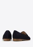 Suede moccasins with chain strap, navy blue, 98-D-101-6-41, Photo 4