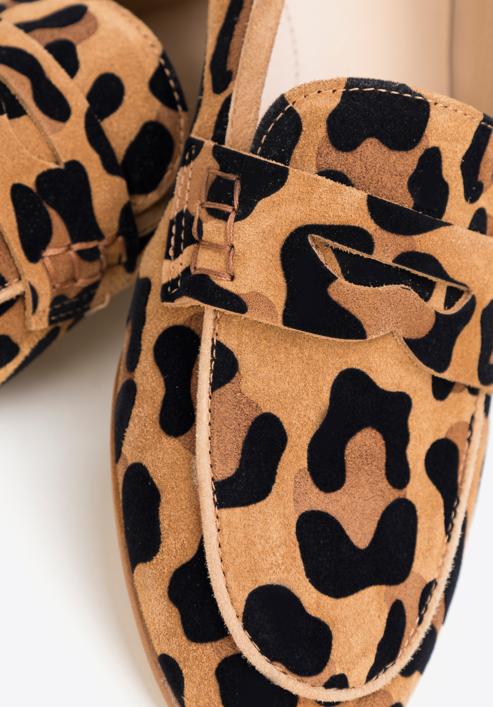 Women's leopard print suede moccasins, brown-black, 98-D-101-1-38, Photo 7