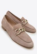 Suede moccasins with chain strap, beige, 98-D-101-6-39_5, Photo 7
