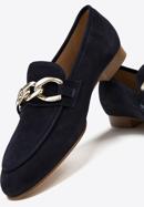 Suede moccasins with chain strap, navy blue, 98-D-101-9-37, Photo 7