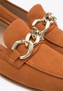 Suede moccasins with chain strap, brick red, 98-D-101-9-38, Photo 8