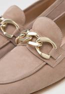 Suede moccasins with chain strap, beige, 98-D-101-9-40, Photo 8