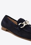 Suede moccasins with chain strap, navy blue, 98-D-101-9-36, Photo 8