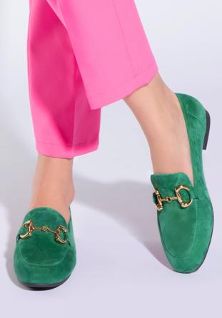 Women's suede bit loafers, green, 96-D-955-Z-35, Photo 1