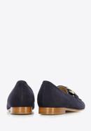 Women's suede loafers with a decorative chain, navy blue, 96-D-109-N-35, Photo 4