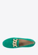 Women's suede loafers with a decorative chain, green, 96-D-109-P-37, Photo 5