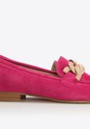 Women's suede loafers with a decorative chain, pink, 96-D-109-N-37_5, Photo 7