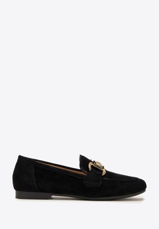 Women's suede penny loafers, black, 98-D-953-1-41, Photo 1