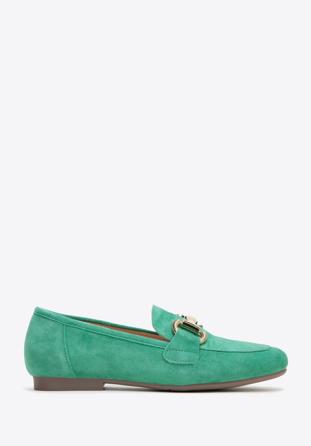 Women's suede penny loafers, green, 98-D-953-Z-37, Photo 1
