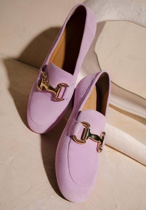 Women's suede penny loafers, light violet, 98-D-953-7-41, Photo 30