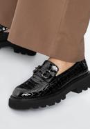 Patent leather loafers with glistening buckle, black-graphite, 97-D-505-1C-39, Photo 16