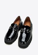 Patent leather loafers with glistening buckle, black, 97-D-505-1C-40, Photo 2