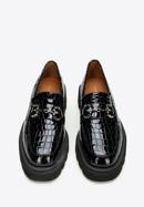 Patent leather loafers with glistening buckle, black-graphite, 97-D-505-1C-39, Photo 3