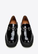 Patent leather loafers with glistening buckle, black, 97-D-505-1C-40, Photo 3