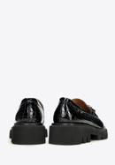 Patent leather loafers with glistening buckle, black-graphite, 97-D-505-1C-40, Photo 4