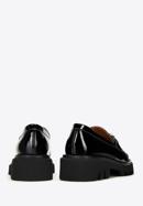 Patent leather loafers with glistening buckle, black, 97-D-505-1C-38, Photo 4